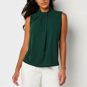 Worthington Women’s Draped Neck Sleeveless Blouse